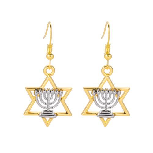 Tibetan Style Drop Earrings, Hexagram, fashion jewelry & for woman, 20x31mm, Sold By Pair