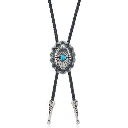 Fashion Turquoise Necklace, PU Leather, with turquoise & Tibetan Style, plated, fashion jewelry & different styles for choice & for man, Length:Approx 15.7-27.5 Inch, Sold By PC