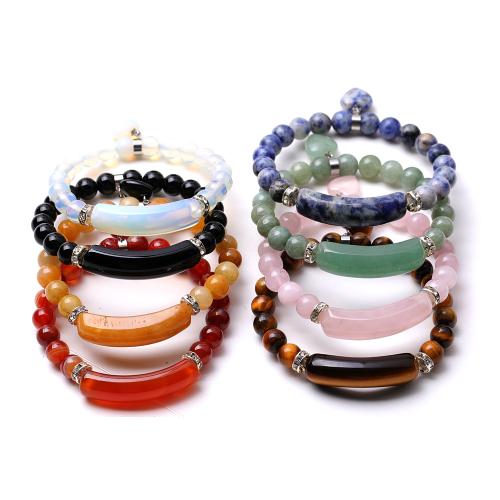 Gemstone Bracelets, with Elastic Thread, handmade, fashion jewelry & different materials for choice & Unisex, Length:Approx 18.5-19 cm, Sold By PC