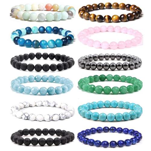 Gemstone Bracelets, with Elastic Thread, handmade, fashion jewelry & different materials for choice & Unisex, Length:Approx 19 cm, Sold By PC