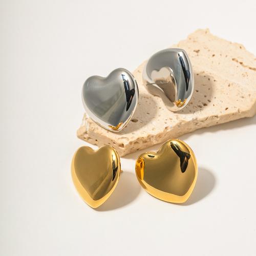 Stainless Steel Stud Earrings 304 Stainless Steel Heart plated fashion jewelry & for woman Sold By Pair