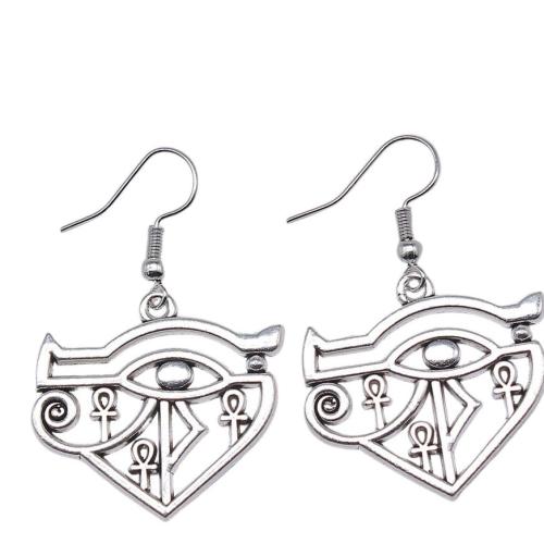 Tibetan Style Drop Earrings, silver color plated, for woman & hollow, 30x28mm, Sold By Pair