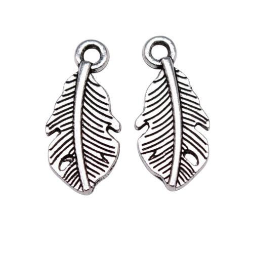 Tibetan Style Feather Pendants, antique silver color plated, DIY, 15x7mm, Sold By PC
