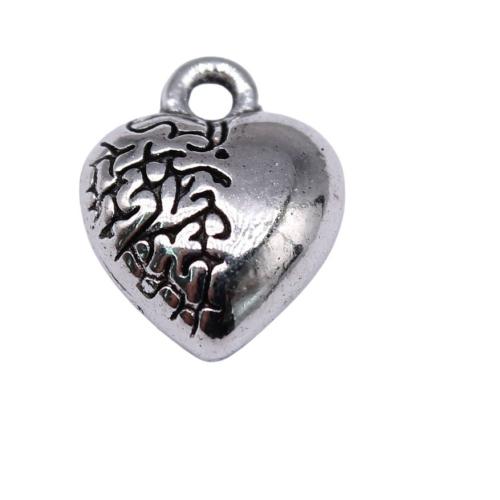 Tibetan Style Heart Pendants, antique silver color plated, DIY, 12x10mm, Sold By PC