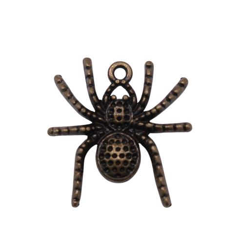 Zinc Alloy Animal Pendler, Spider, antik sølv farve forgyldt, du kan DIY, 25x25mm, Solgt af PC