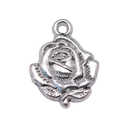 Tibetan Style Flower Pendants, Rose, antique silver color plated, DIY, 19x14mm, Sold By PC