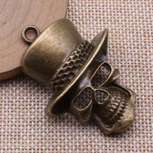 Tibetan Style Skull Pendants, antique bronze color plated, DIY, 52x38mm, Sold By PC