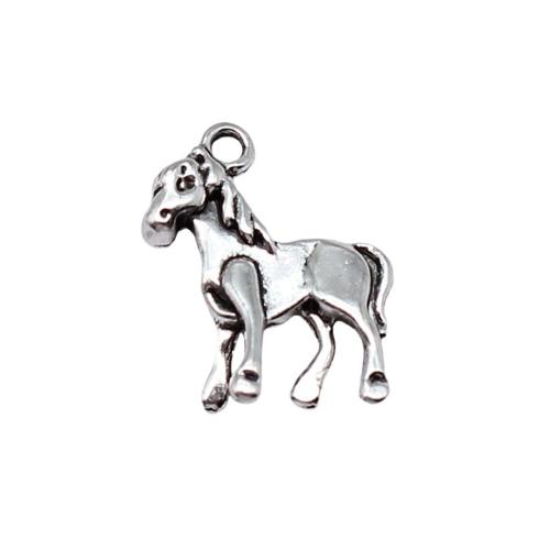 Wisiorki ze stopu cynku ze zwierzętami, Stop cynku, Koń, Platerowane kolorem starego srebra, DIY, 17x15mm, sprzedane przez PC