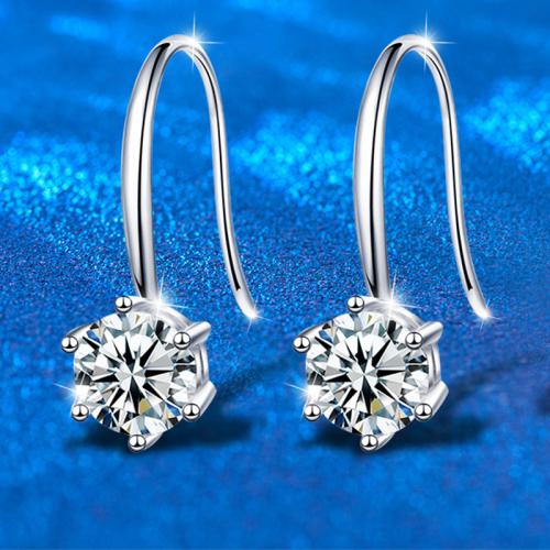 925 Sterling Silver Drop Earring with Moissanite Geometrical Pattern platinum plated fashion jewelry & for woman Sold By Pair