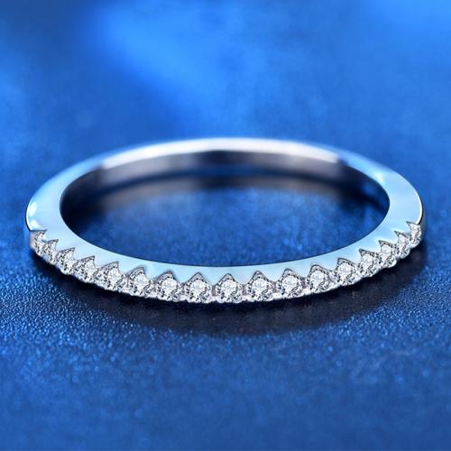 925 ασημένιο ασήμι Δάχτυλο του δακτυλίου, με Μοισανίτης, επιπλατινωμένα, διαφορετικό μέγεθος για την επιλογή & για τη γυναίκα, Μέγεθος:5-9, Sold Με PC