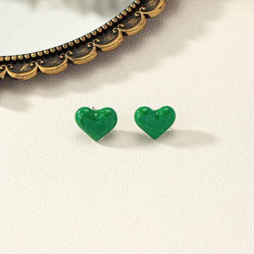 Brass Stud Earring, Heart, fashion jewelry & for woman, more colors for choice, 19x17mm, Sold By Pair