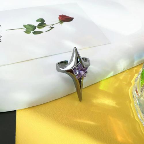Sko Circonia Pierścień mosiężny Micro Pave, Mosiądz, biżuteria moda & mikro utorować cyrkonia & dla kobiety, srebro, rozmiar:7, sprzedane przez PC
