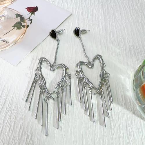 Fashion Fringe Earrings, Tibetan Style, fashion jewelry & for woman & hollow, silver color, Sold By Pair