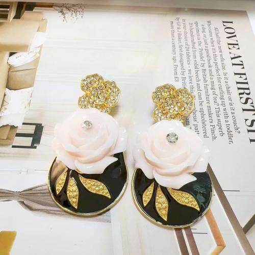 Zinc Alloy Stud Earring fashion jewelry & for woman & with rhinestone 55mm Sold By Pair