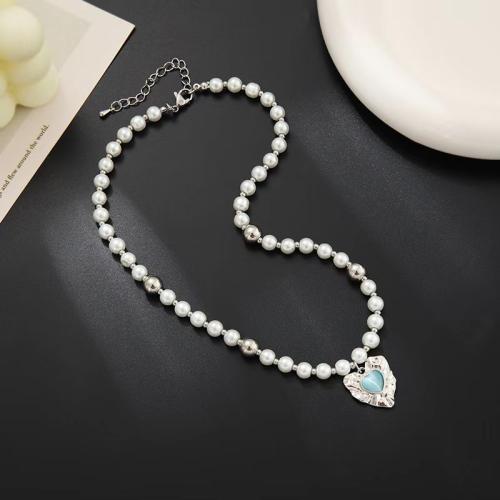 Zink Alloy Jewelry Sets, med Plast Pearl, mode smycken & för kvinna, silver, Säljs av PC