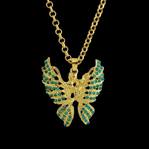 Zinc Alloy Jewelry Necklace Butterfly fashion jewelry & Unisex & with rhinestone Length Approx 60 cm Sold By PC