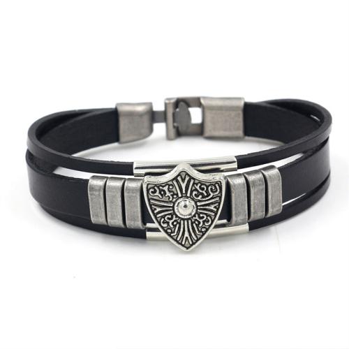 Tibetan Style Bracelet, with PU Leather, fashion jewelry & Unisex, more colors for choice, Length:Approx 21 cm, Sold By PC