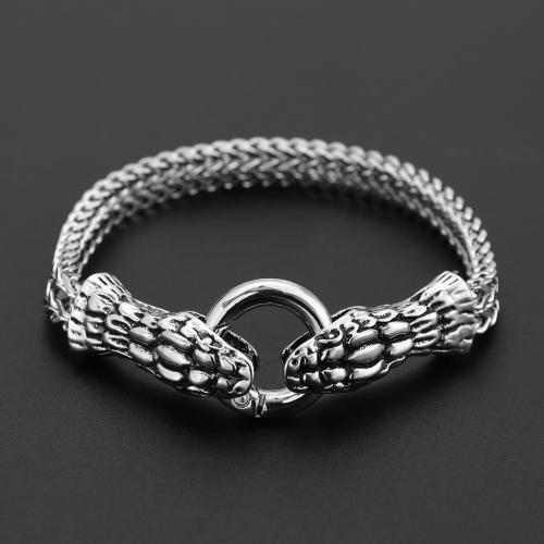 Pulseira de liga de zinco, Cobra, joias de moda & unissex, comprimento Aprox 21.8 cm, vendido por PC