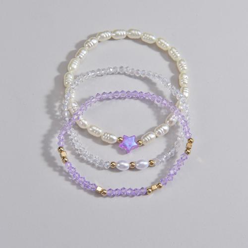 Mode sieraden enkelband, Seedbead, met Plastic Pearl, drie stuks & voor vrouw, Verkocht door Stel