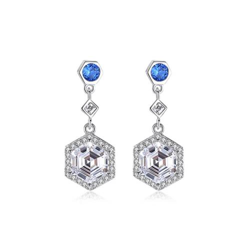 Cubic Zirconia Micro Pave Brass Earring, fashion jewelry & micro pave cubic zirconia & for woman, Sold By Pair