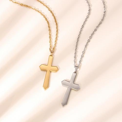Couple Necklace, 304 Stainless Steel, Cross, fashion jewelry & Unisex, more colors for choice, 25x48mm, Sold Per Approx 50 cm Strand