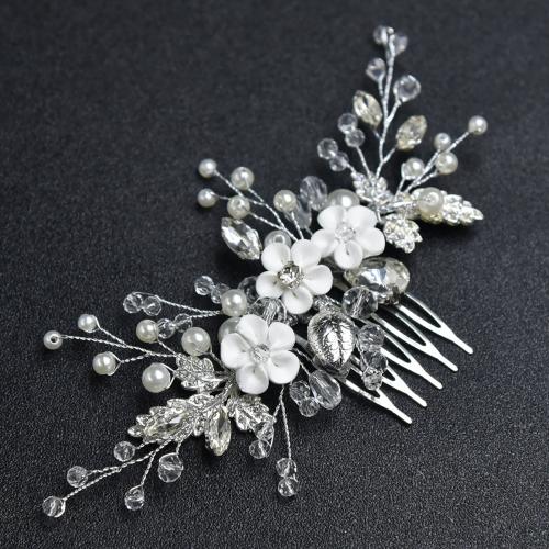 Decorative Hair Combs Iron with Polymer Clay & Crystal & Plastic Pearl fashion jewelry & for woman Sold By PC