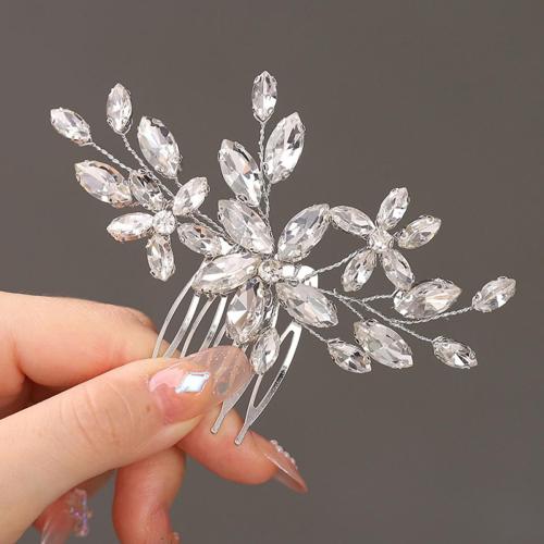 Decorative Hair Combs, Tibetan Style, fashion jewelry & for woman & with rhinestone, silver color, 100x80mm, Sold By PC