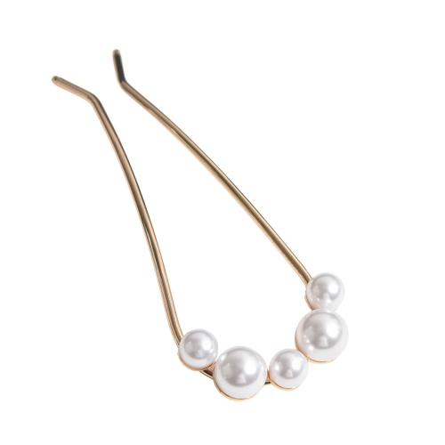 Hair Stick Zinc Alloy with Plastic Pearl fashion jewelry & for woman golden Sold By PC