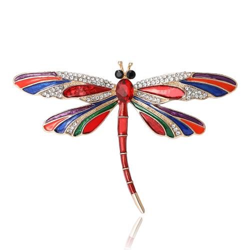 Tibetan Style Brooches, Dragonfly, silver color plated, for woman & enamel & with rhinestone, more colors for choice, nickel, lead & cadmium free, 50x74mm, Sold By PC