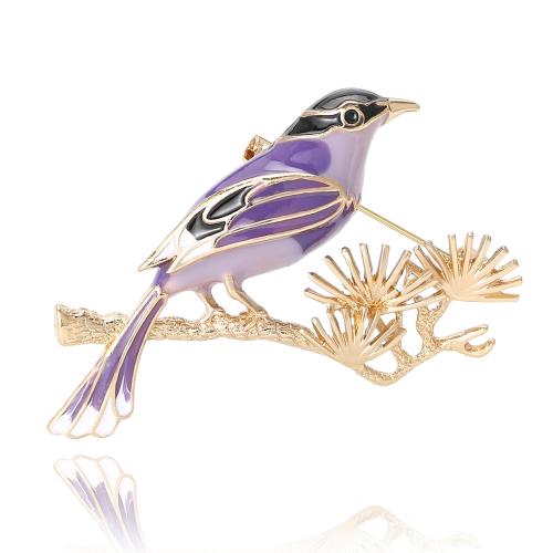 Tibetan Style Brooches, Bird, gold color plated, for woman & enamel, more colors for choice, nickel, lead & cadmium free, 33x48mm, Sold By PC