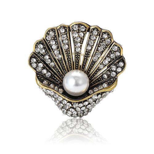 Zinc Alloy Brooches with Plastic Pearl Shell plated for woman & with rhinestone nickel lead & cadmium free Sold By PC