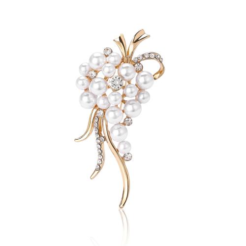 Zinc Alloy Brooches with Plastic Pearl Grape plated for woman & with rhinestone nickel lead & cadmium free Sold By PC
