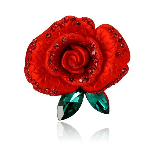 Tibetan Style Brooches, Flower, for woman & enamel & with rhinestone, more colors for choice, nickel, lead & cadmium free, 45x44mm, Sold By PC