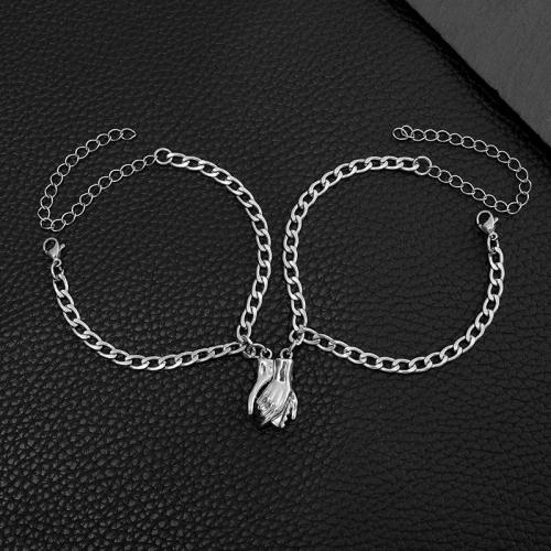 Couple Bracelet and Bangle, Titanium Steel, with Magnet, silver color plated, Unisex & different styles for choice, more colors for choice, Men  chain length 18CM, women chain length 16CM, Sold By PC