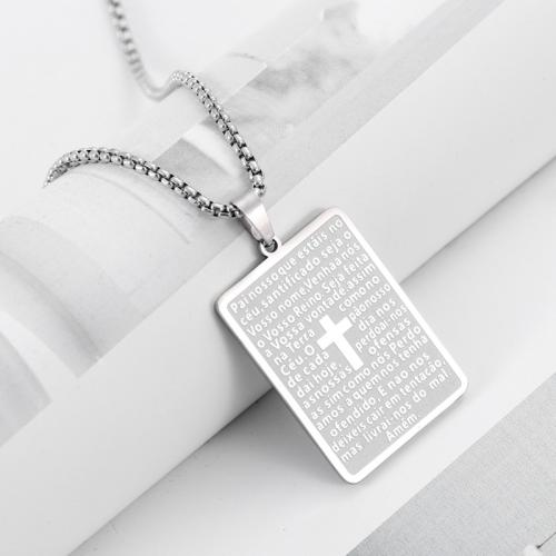 Titanium Steel Necklace, Rectangle, plated, for man, more colors for choice, 25x35mm, Sold By PC