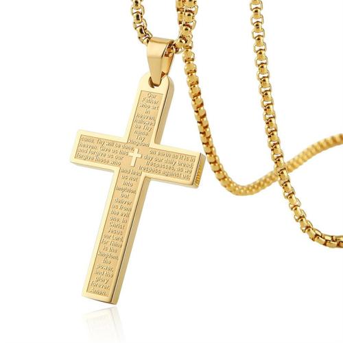 Titanium Steel Necklace Cross plated for man Length 60 cm Sold By PC