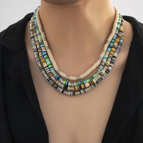 Zinc Alloy smykker halskæde, Polymer Clay, med Zinc Alloy, med 7cm extender kæde, mode smykker, flere farver til valg, Længde 45 cm, Solgt af PC