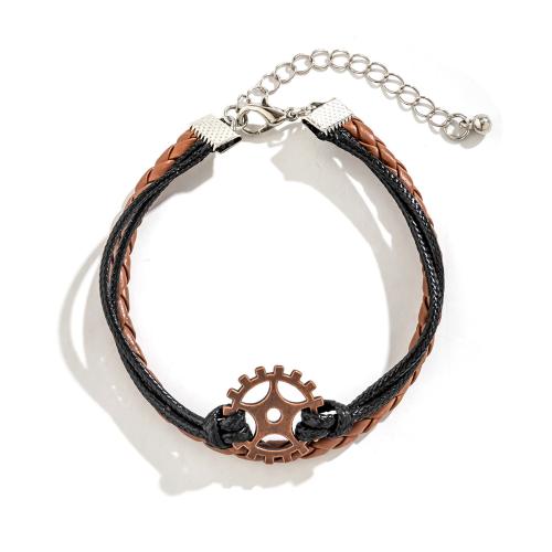 Bracelets cordon PU, cuir PU, avec alliage de zinc, bijoux de mode, couleurs mélangées, Vendu par PC
