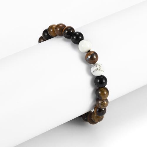 طبيعي النمر أساور العين, عين النمر, مع فيروز & البلاستيك, مجوهرات الموضة, أسمر, Bracelet length: 18-36cm, تباع بواسطة PC
