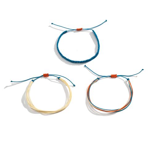 Trendy Wax cord armbanden, drie stuks & mode sieraden, gemengde kleuren, Verkocht door Stel