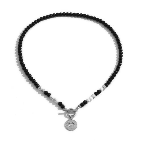 Glasperlen Halsketten, Glas, mit Tigerauge & Zinklegierung, Modeschmuck, keine, verkauft von PC