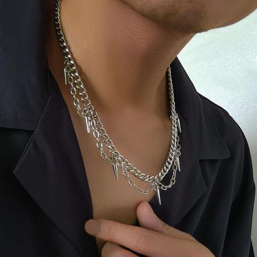 Ожерелья из металла, Железо, с цинковый сплав, с 7cm наполнитель цепи, плакирован серебром, ювелирные изделия моды, серебряный, длина:45 см, продается PC