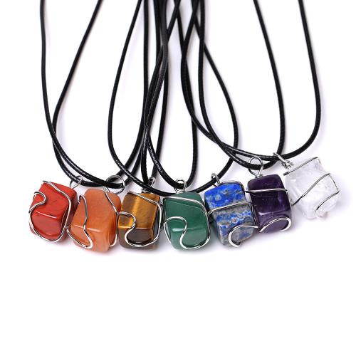 Edelstein Armbänder, mit Lederband & Messing, handgemacht, Modeschmuck & verschiedenen Materialien für die Wahl & unisex, Länge:44 cm, verkauft von PC