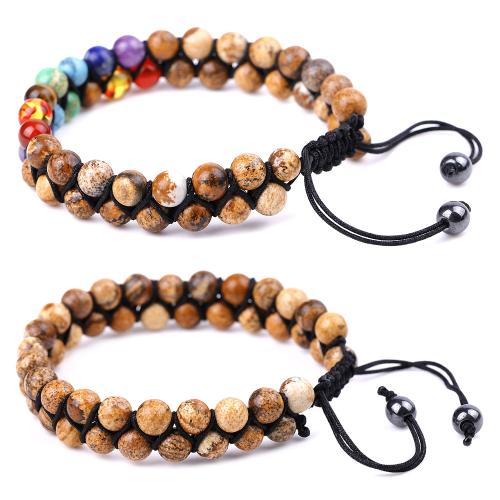 Gemstone Bracelets, Picture Jasper, with Knot Cord, handmade, fashion jewelry & different materials for choice & Unisex & different size for choice, Length:Approx 17-25 cm, Sold By PC