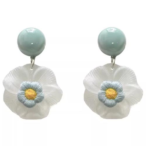 Earring Jewelry, Plastic, Flower, handmade, fashion jewelry & for woman, more colors for choice, 47x30mm, Sold By Pair