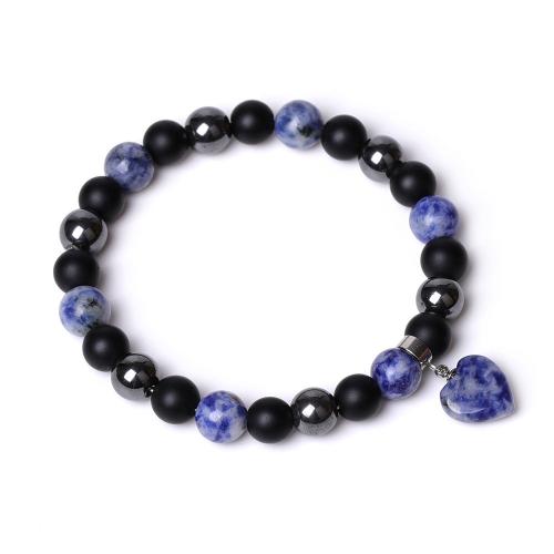 Gemstone Bracelets Abrazine Stone with Black Magnetic Stone & Elastic Thread & Gemstone handmade fashion jewelry & Unisex Length 18.5 cm Sold By PC