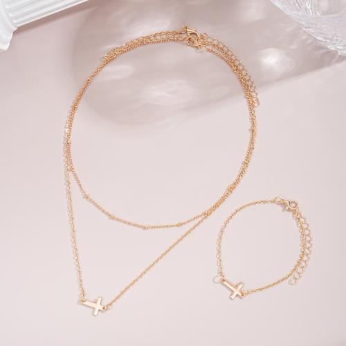 Zinc Alloy Jewelry Sets bracelet & necklace plated 2 pieces & fashion jewelry & for woman Sold By Set