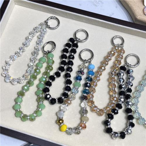 Mobile Phone Lanyard, Lampwork, multifunctional & for woman & with rhinestone, more colors for choice, Sold By PC