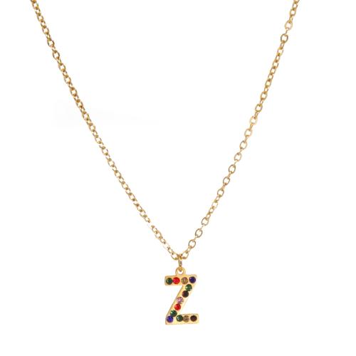 Titanium Steel Necklace, with 304 Stainless Steel, with 5cm extender chain, Alphabet Letter, fashion jewelry & Unisex, gold, Length:45 cm, Sold By PC
