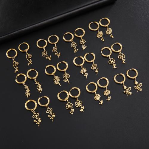 Stainless Steel Lever Back Earring, 304 Stainless Steel, Flower, plated, fashion jewelry & different styles for choice & for woman, more colors for choice, Sold By Pair